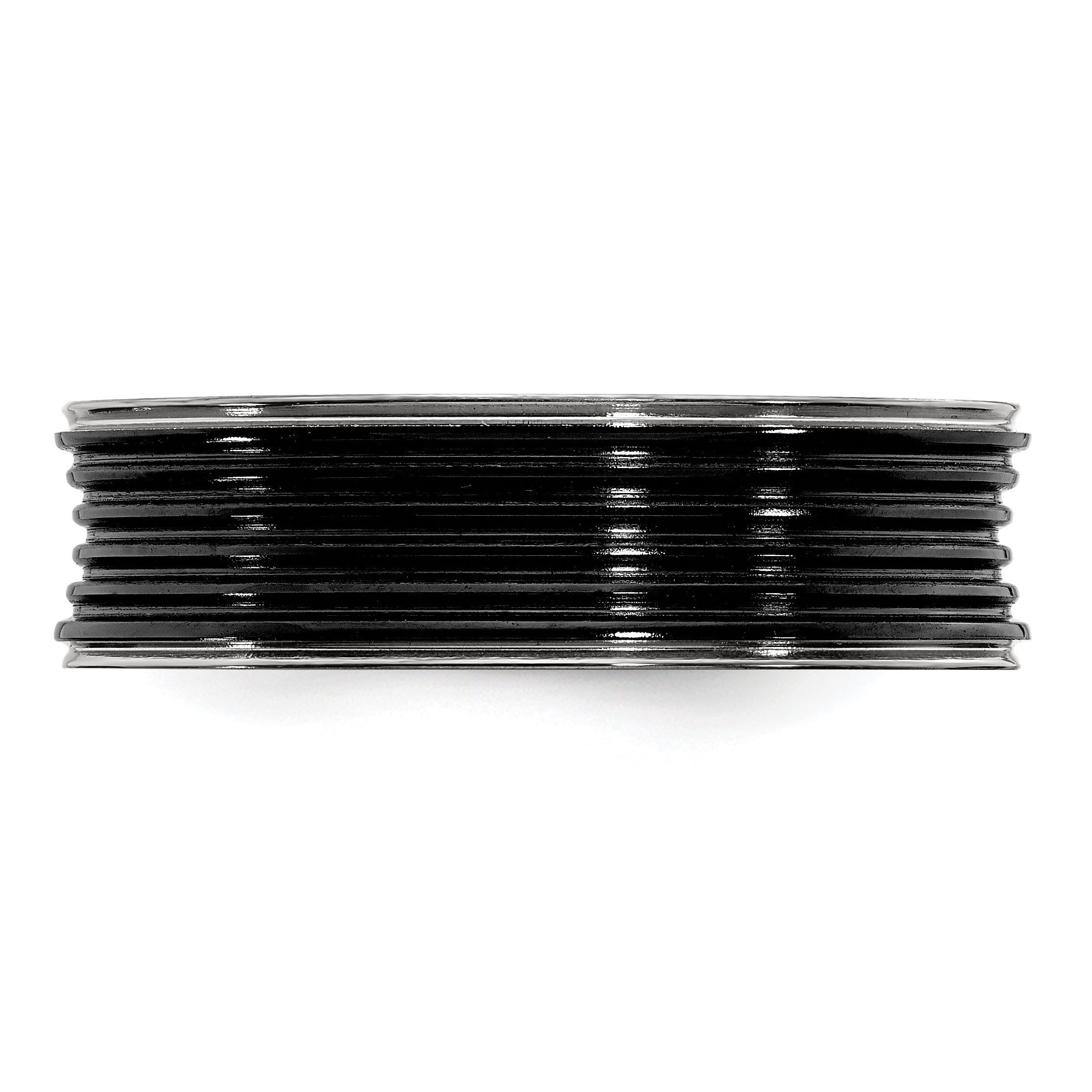 Grooved Concave Wedding Band in Black Titanium, 7mm