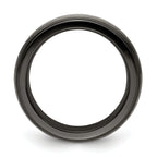 Titanium Wedding Band with Grooved Step Edge Polished Finish