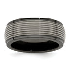 Edward Mirell Black Ti and Titanium Polished Grooved Step Edge 9mm Band