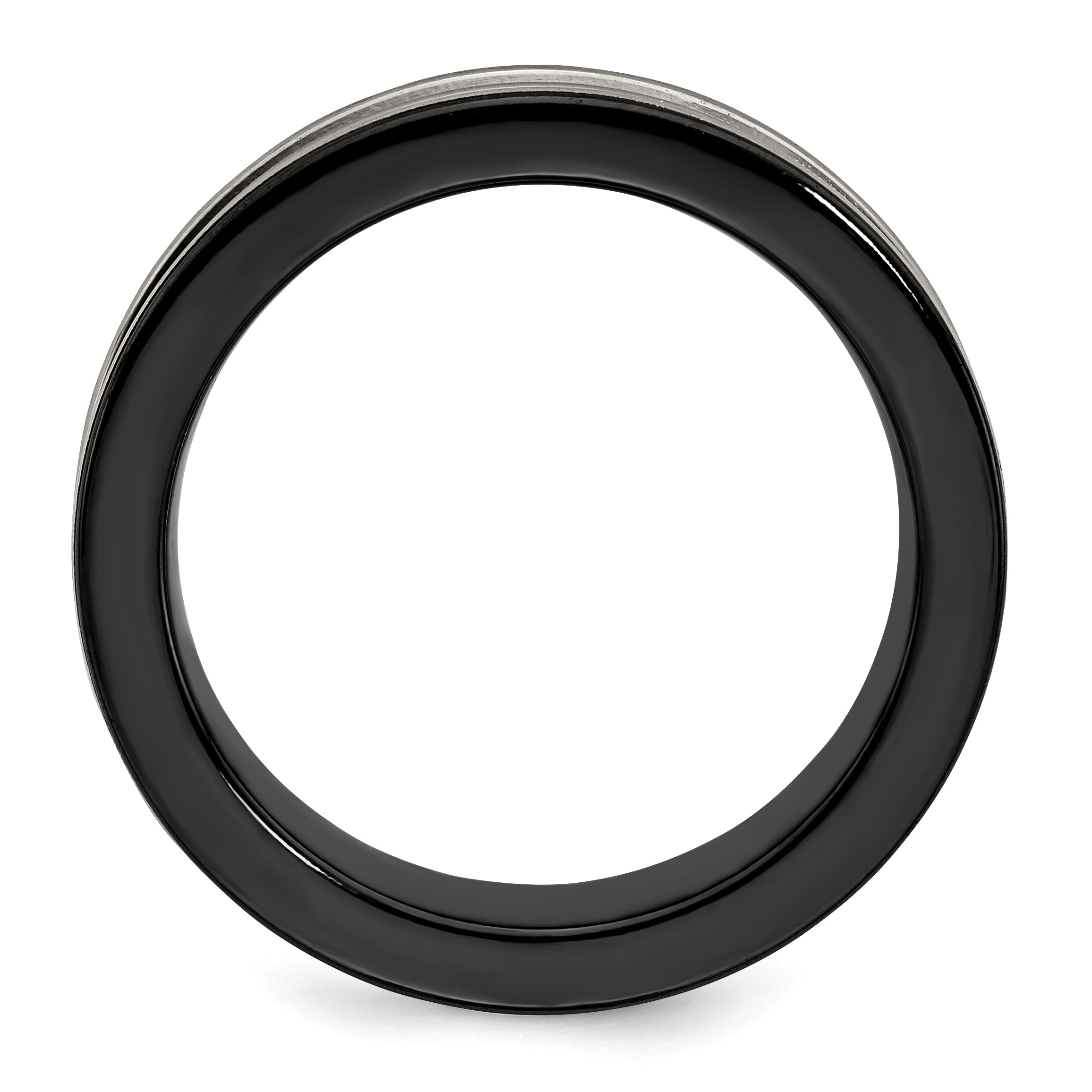 Grooved Concave Wedding Band in Black Titanium & Titanium, 7mm Secondary image
