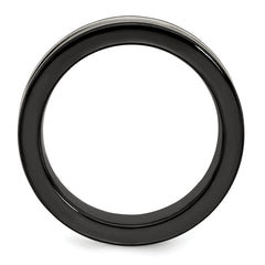 Edward Mirell Black Ti & Titanium Polished Grooved Concave Ring