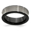 Edward Mirell Black Ti & Titanium Polished Grooved Concave Ring