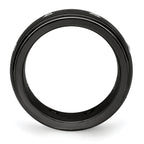 White Sapphire Grooved Wedding Band in Titanium, 9mm
