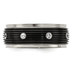 White Sapphire Grooved Wedding Band in Titanium, 9mm