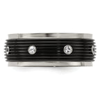 White Sapphire Grooved Wedding Band in Titanium, 9mm
