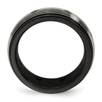 Black Spinel Grooved Wedding Band in Titanium, 9mm