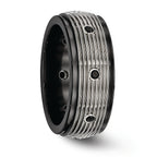 Black Spinel Grooved Wedding Band in Titanium, 9mm