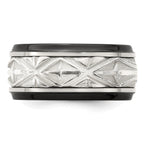 Sterling Silver Inlay Wedding Band in Black Titanium, 11mm