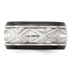 Sterling Silver Inlay Wedding Band in Black Titanium, 11mm