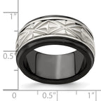 Sterling Silver Inlay Wedding Band in Black Titanium, 11mm