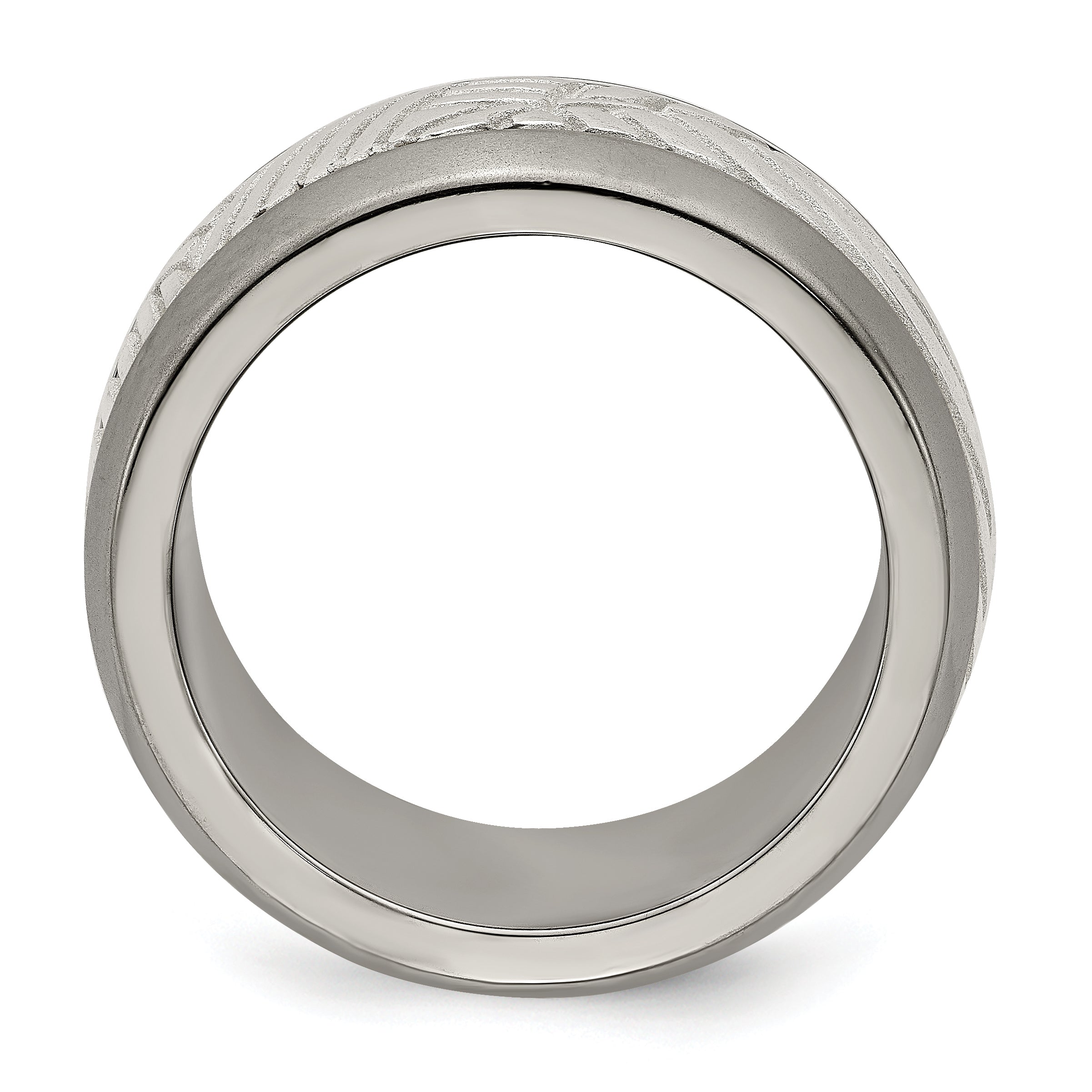 Leaf Inlay Wedding Band in Titanium & Sterling Silver, 11mm Secondary image