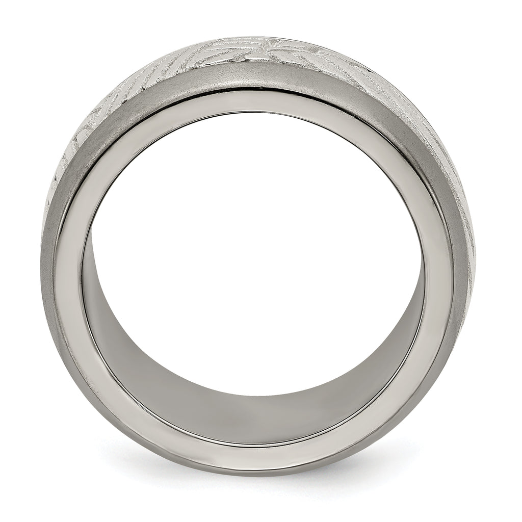 Leaf Inlay Wedding Band in Titanium & Sterling Silver, 11mm