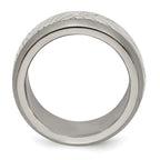 Leaf Inlay Wedding Band in Titanium & Sterling Silver, 11mm