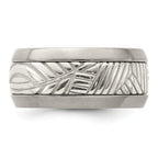 Leaf Inlay Wedding Band in Titanium & Sterling Silver, 11mm