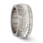 Leaf Inlay Wedding Band in Titanium & Sterling Silver, 11mm