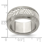 Leaf Inlay Wedding Band in Titanium & Sterling Silver, 11mm
