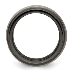 Titanium Sterling Silver Wave Wedding Band with Polished Laser Design