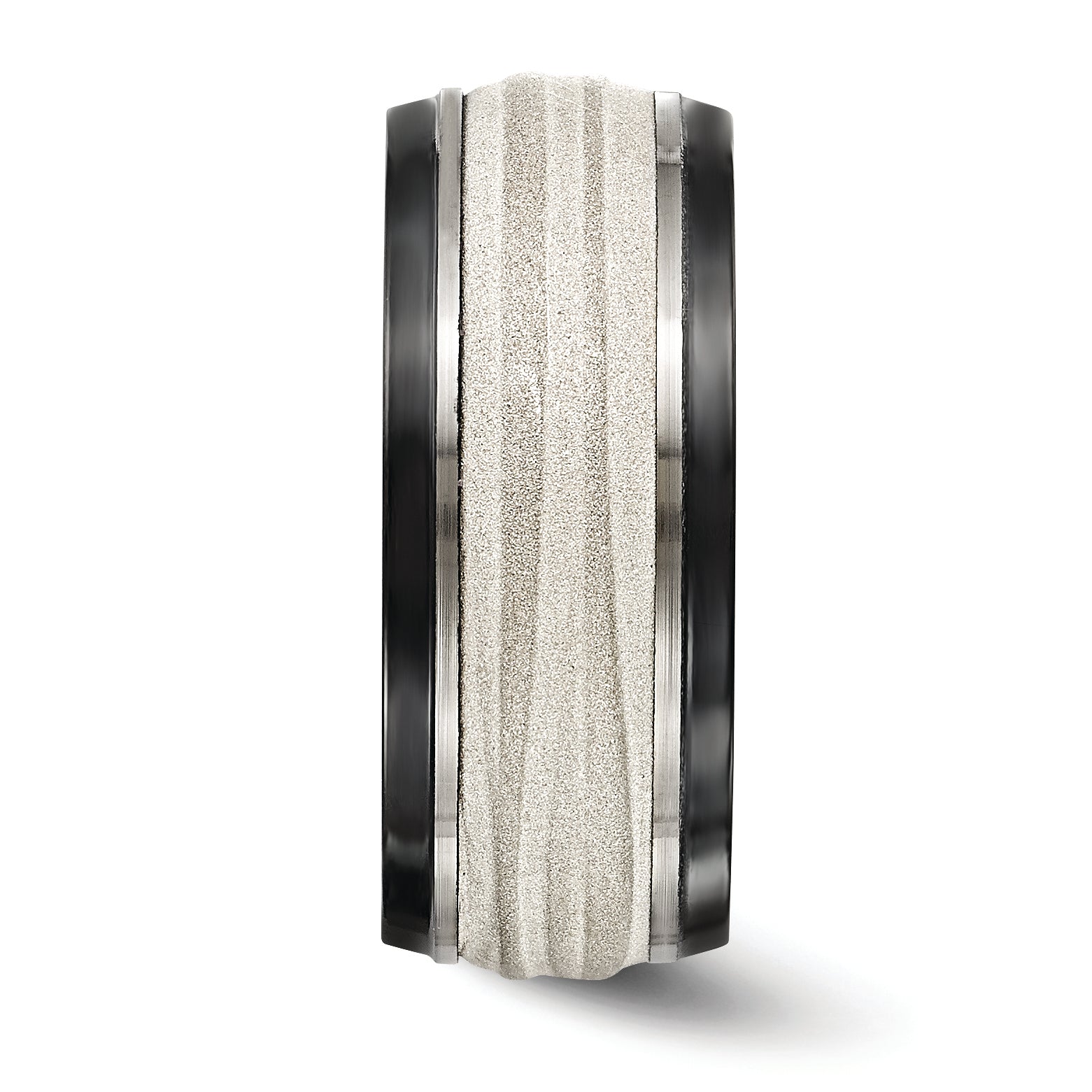 Titanium Sterling Silver Wave Wedding Band with Polished Laser Design