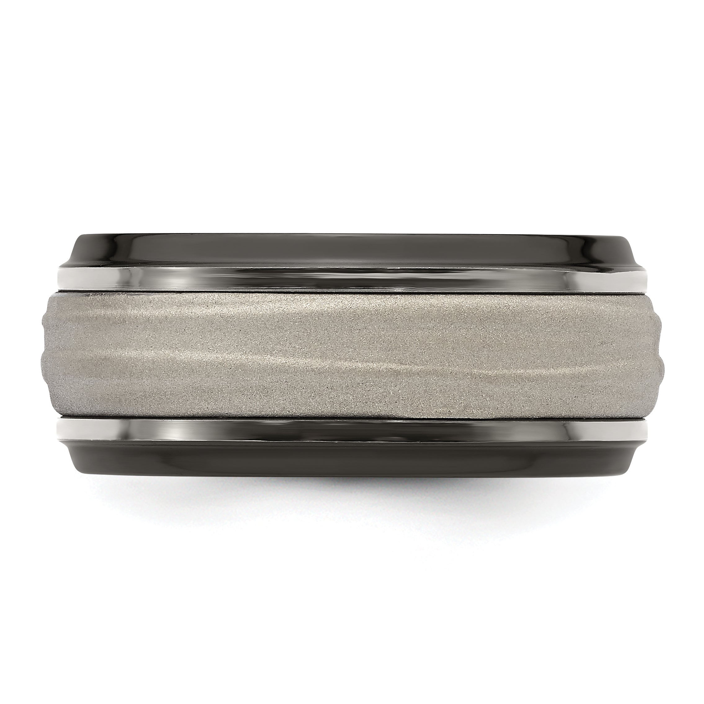 Titanium Sterling Silver Wave Wedding Band with Polished Laser Design