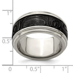 Edward Mirell Titanium Wedding Band with Black Inlay Polished Finish