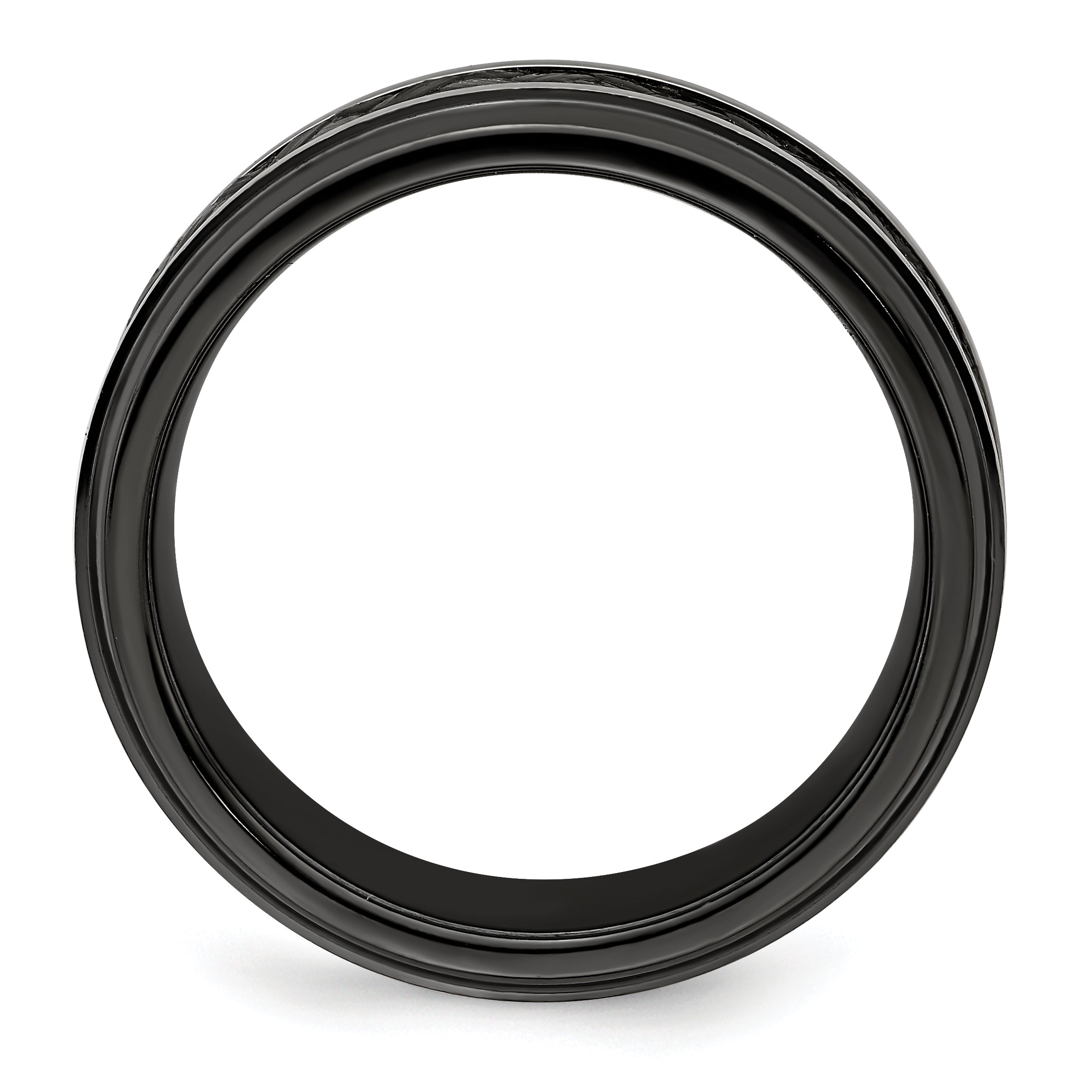 Edward Mirell Polished Titanium Men's Ring with Black Carbon Fiber Secondary image