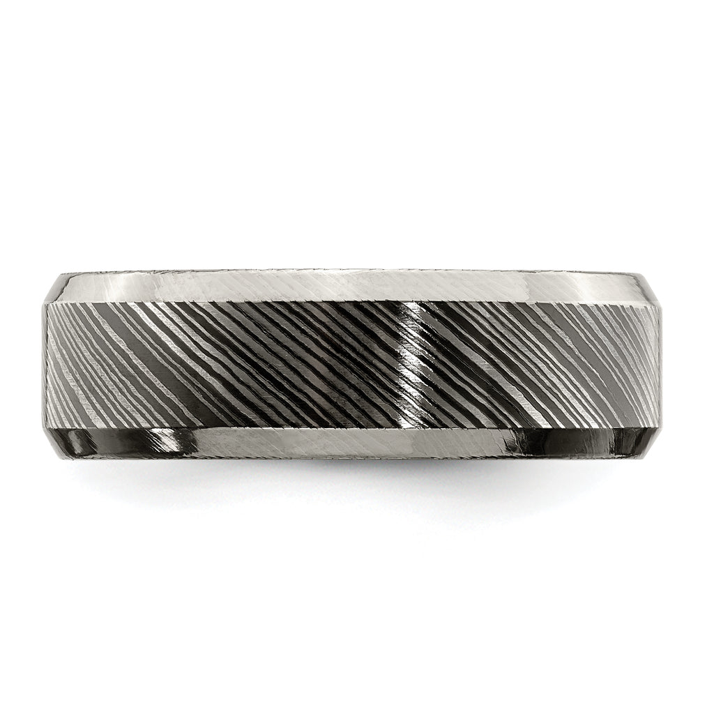 Beveled-Edge Comfort-Fit Wedding Band in Titanium, 7mm