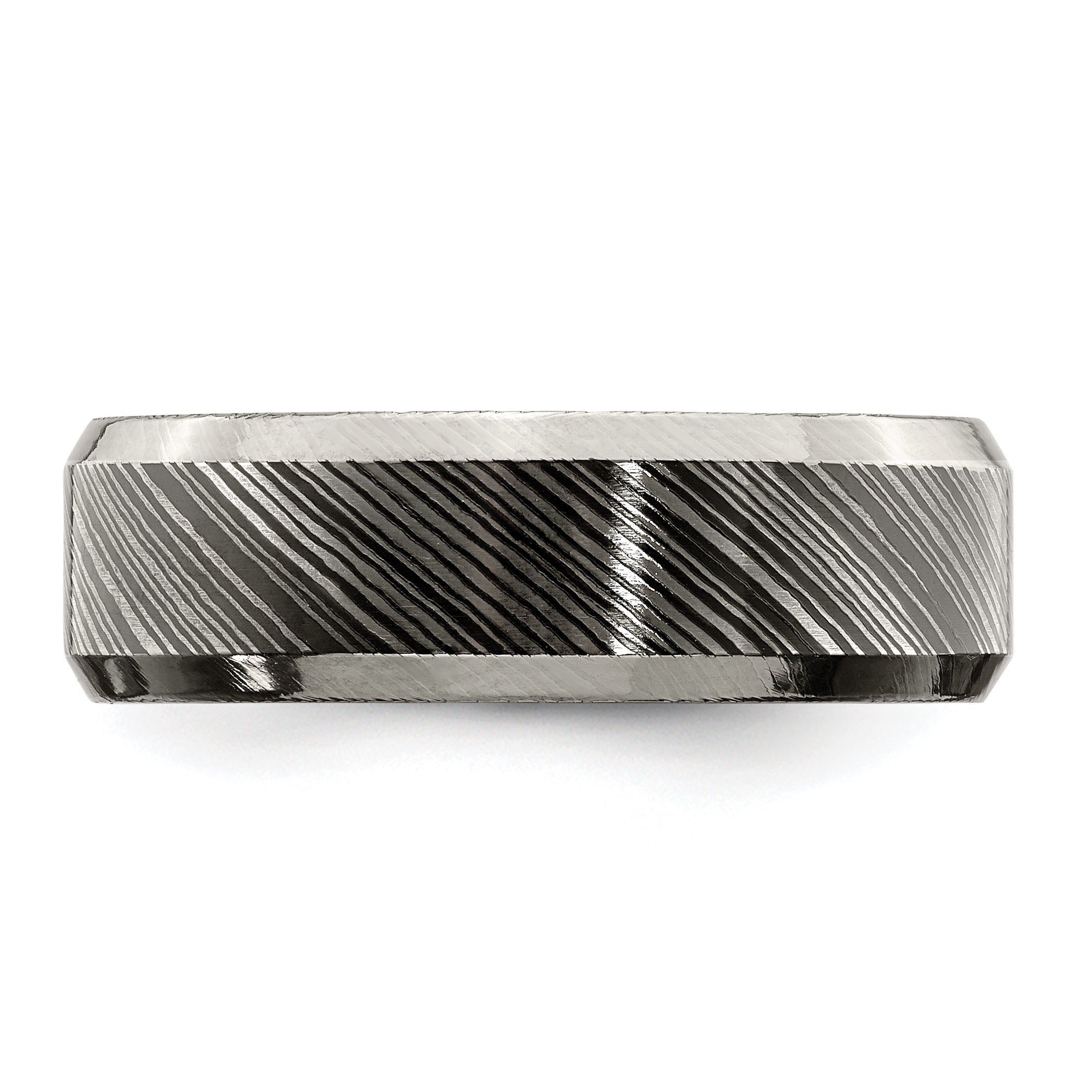 Beveled-Edge Comfort-Fit Wedding Band in Titanium, 7mm