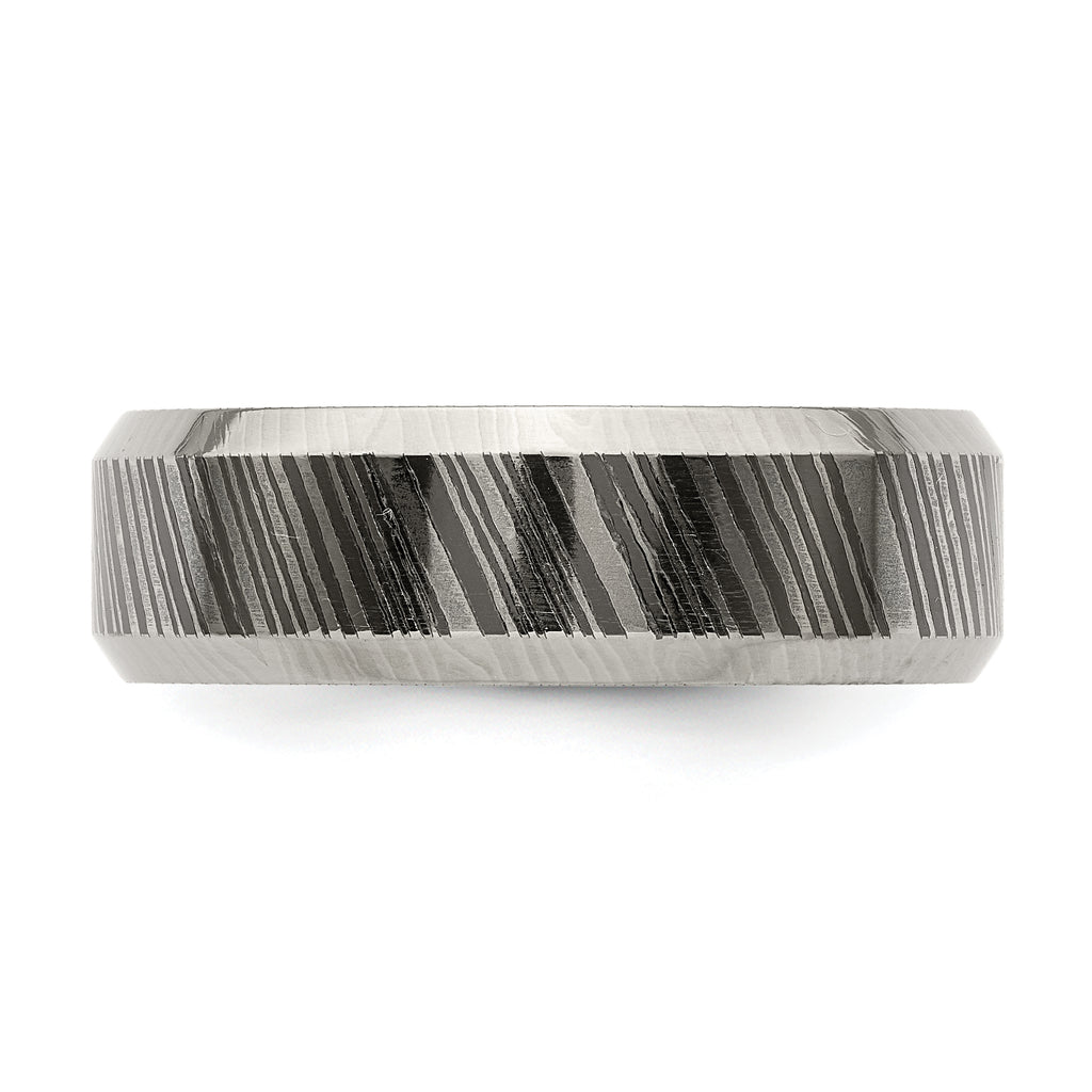 Beveled-Edge Comfort-Fit Wedding Band in Titanium, 7mm