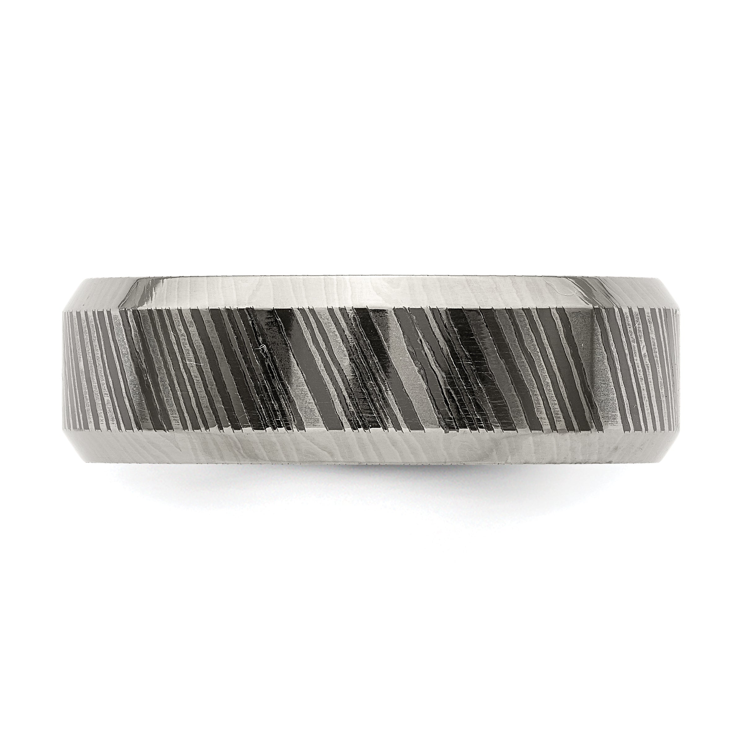 Beveled-Edge Comfort-Fit Wedding Band in Titanium, 7mm