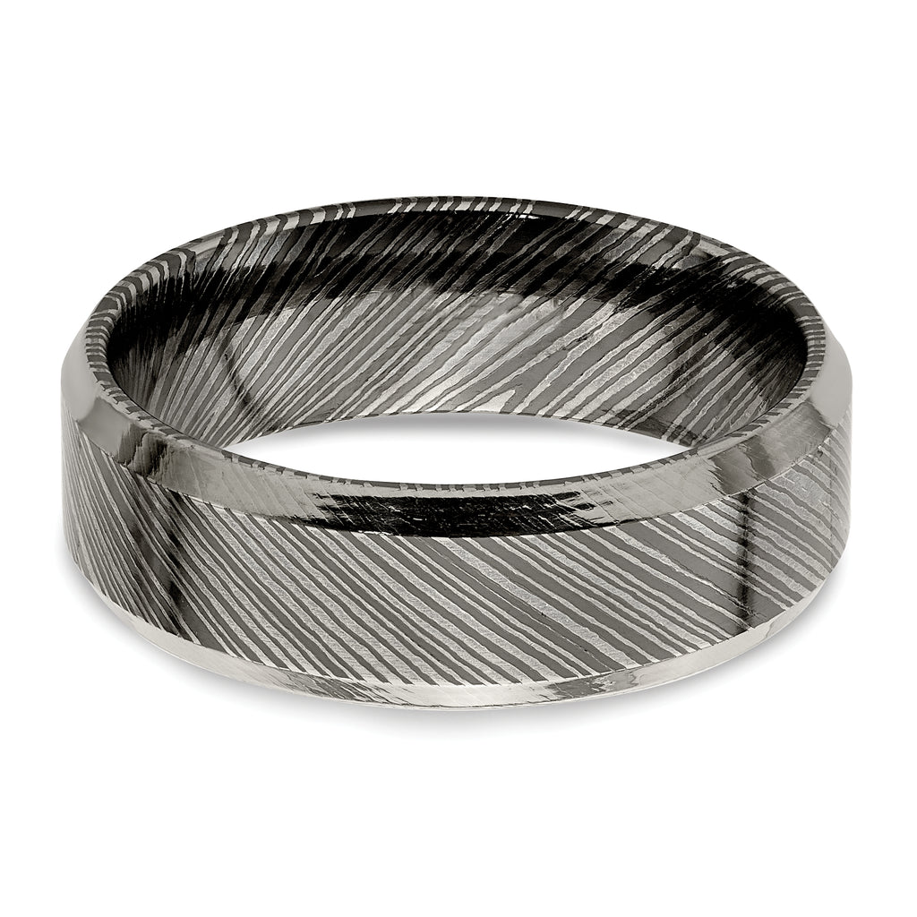 Beveled-Edge Comfort-Fit Wedding Band in Titanium, 7mm