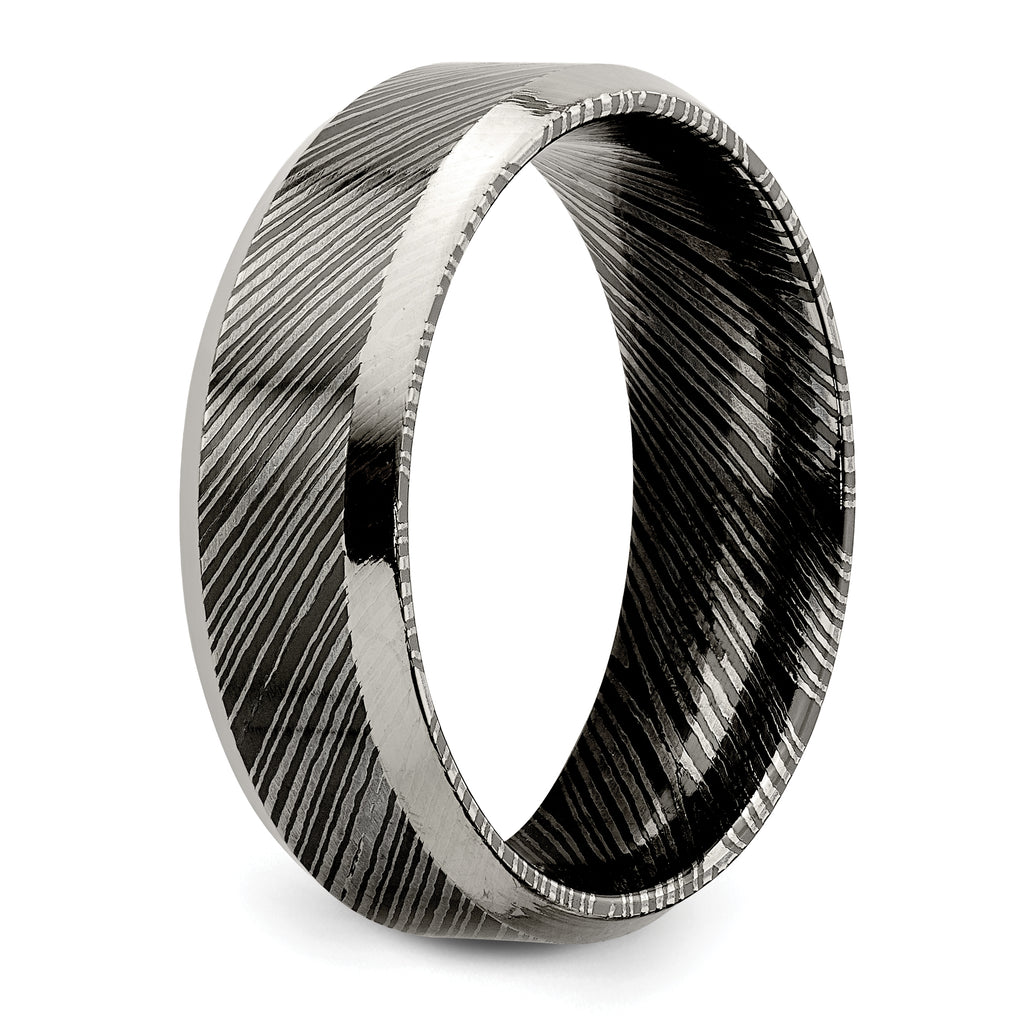 Beveled-Edge Comfort-Fit Wedding Band in Titanium, 7mm