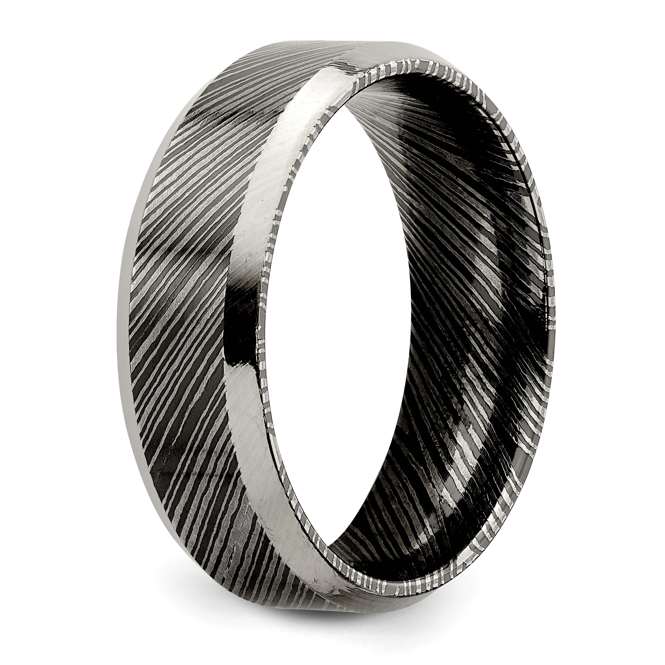 Beveled-Edge Comfort-Fit Wedding Band in Titanium, 7mm