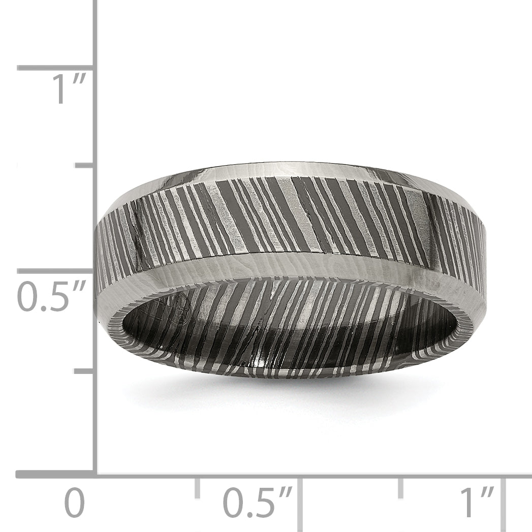 Beveled-Edge Comfort-Fit Wedding Band in Titanium, 7mm