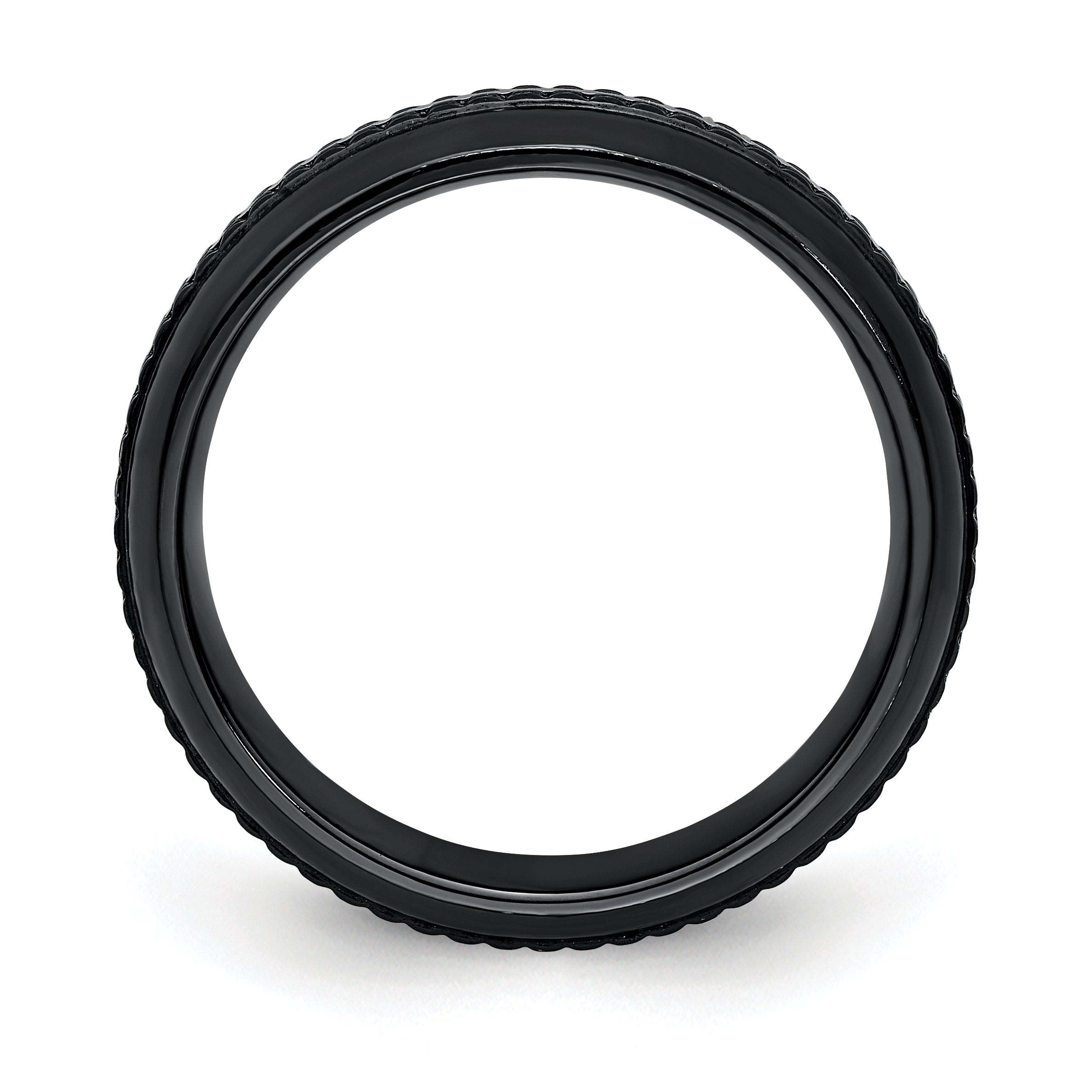 Edward Mirell Black Ti with 14K Gold Stripe Patterned 7mm Band - 7