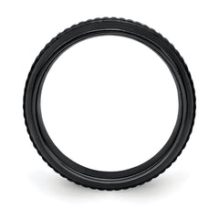 Edward Mirell Black Ti with 14K Gold Stripe Patterned 7mm Band - 7