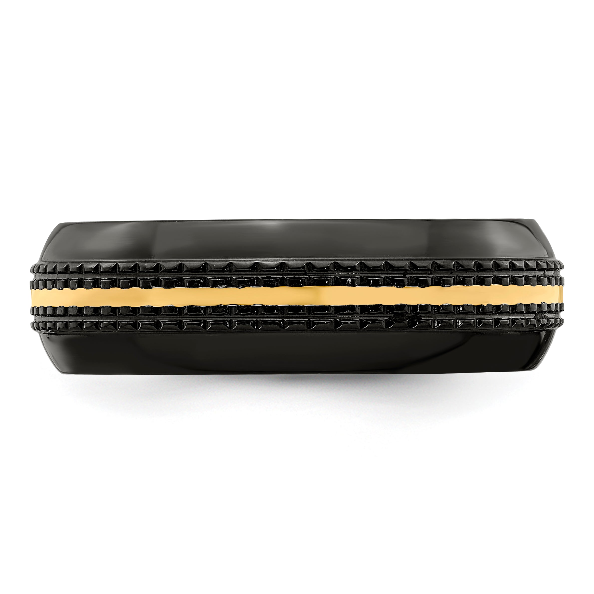 Edward Mirell Black Ti with 14K Gold Stripe Patterned 7mm Band - 7