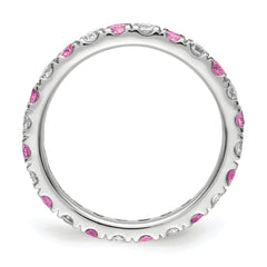 14K White Gold Lab Grown Dia VS/SI GH & Cr Pink Sapp Eternity Ban - 4