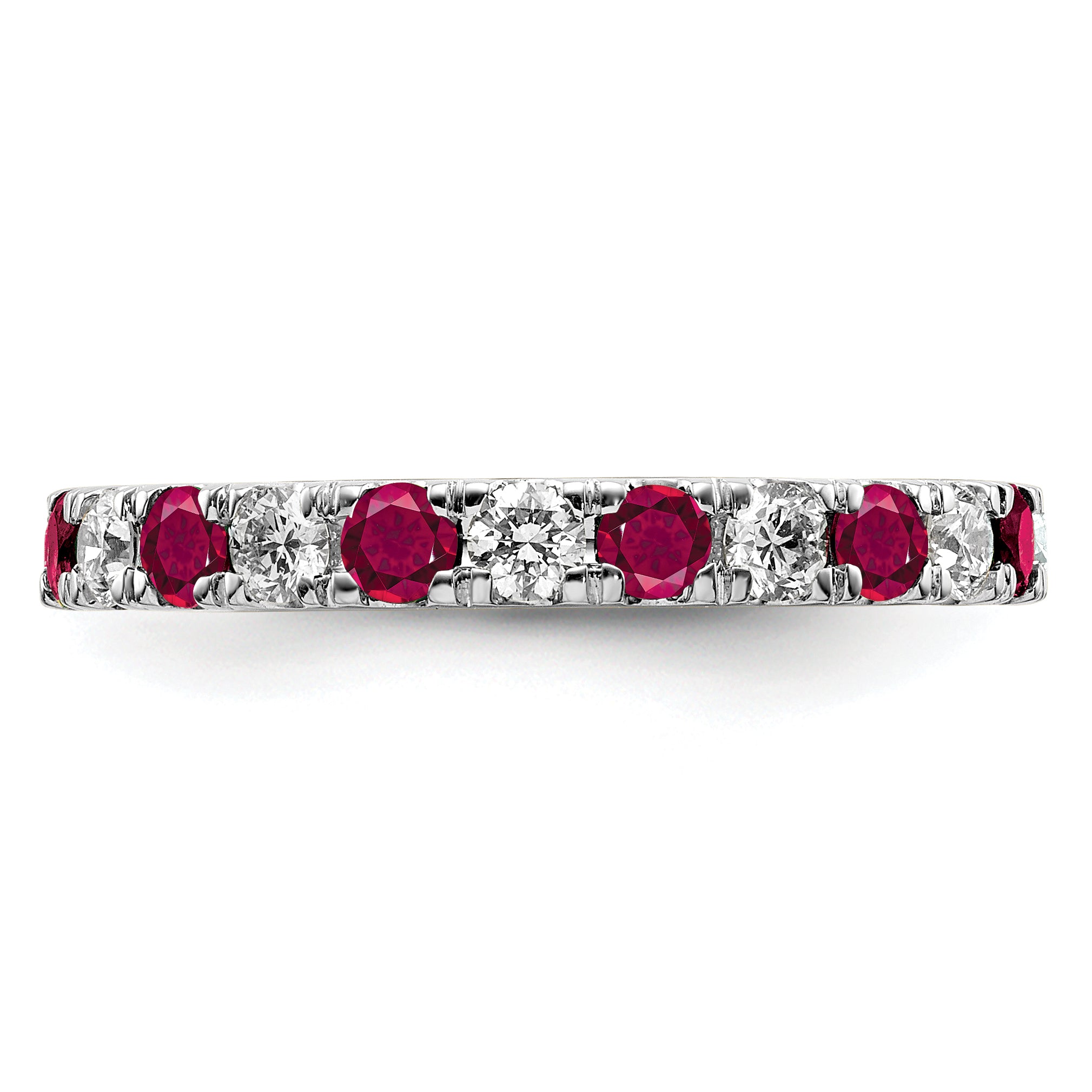 14K White Gold Lab Grown Diamond VS/SI GH & Cr Ruby Eternity Band - 4
