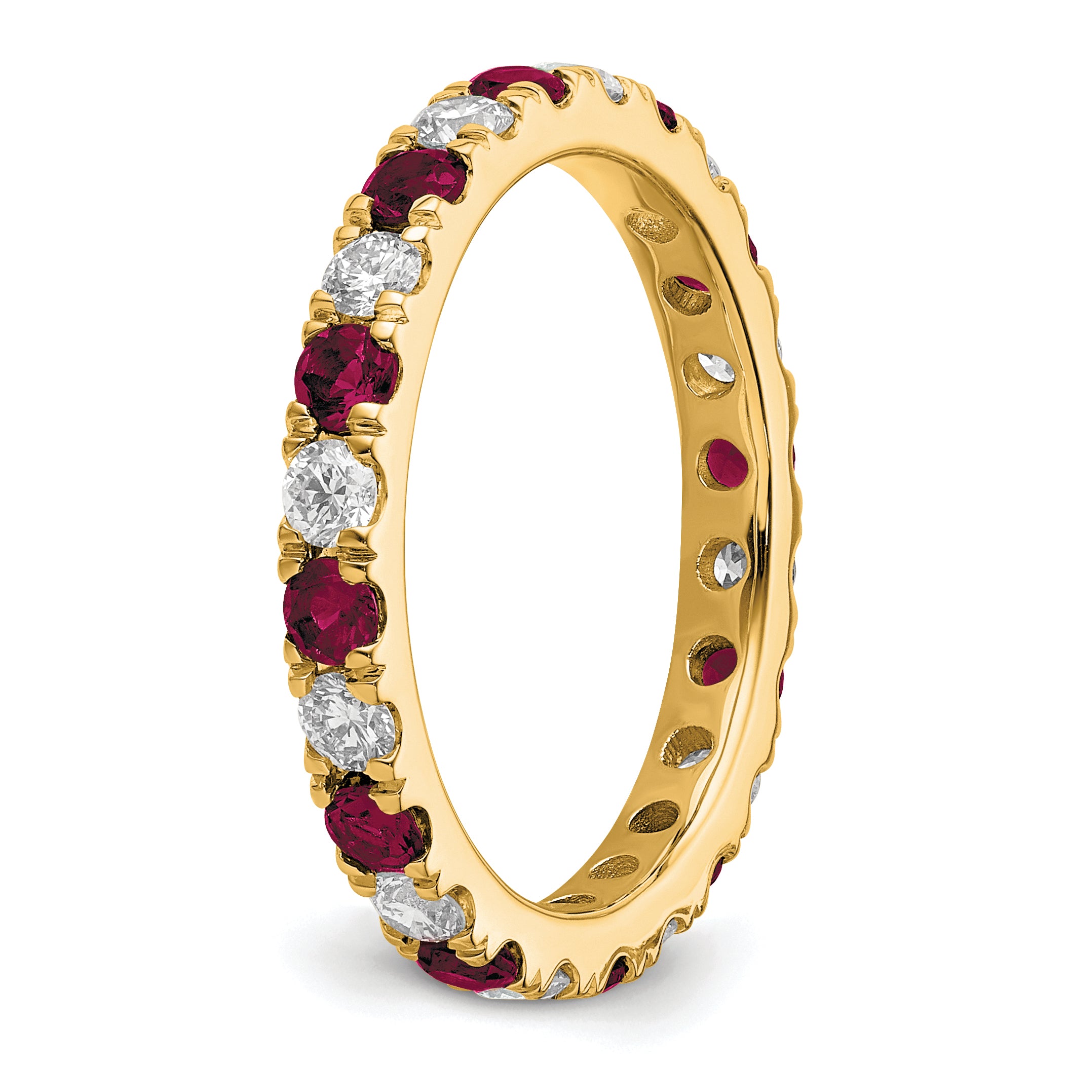 14K Lab Grown Diamond VS/SI GH & Cr Ruby Eternity Band - 4