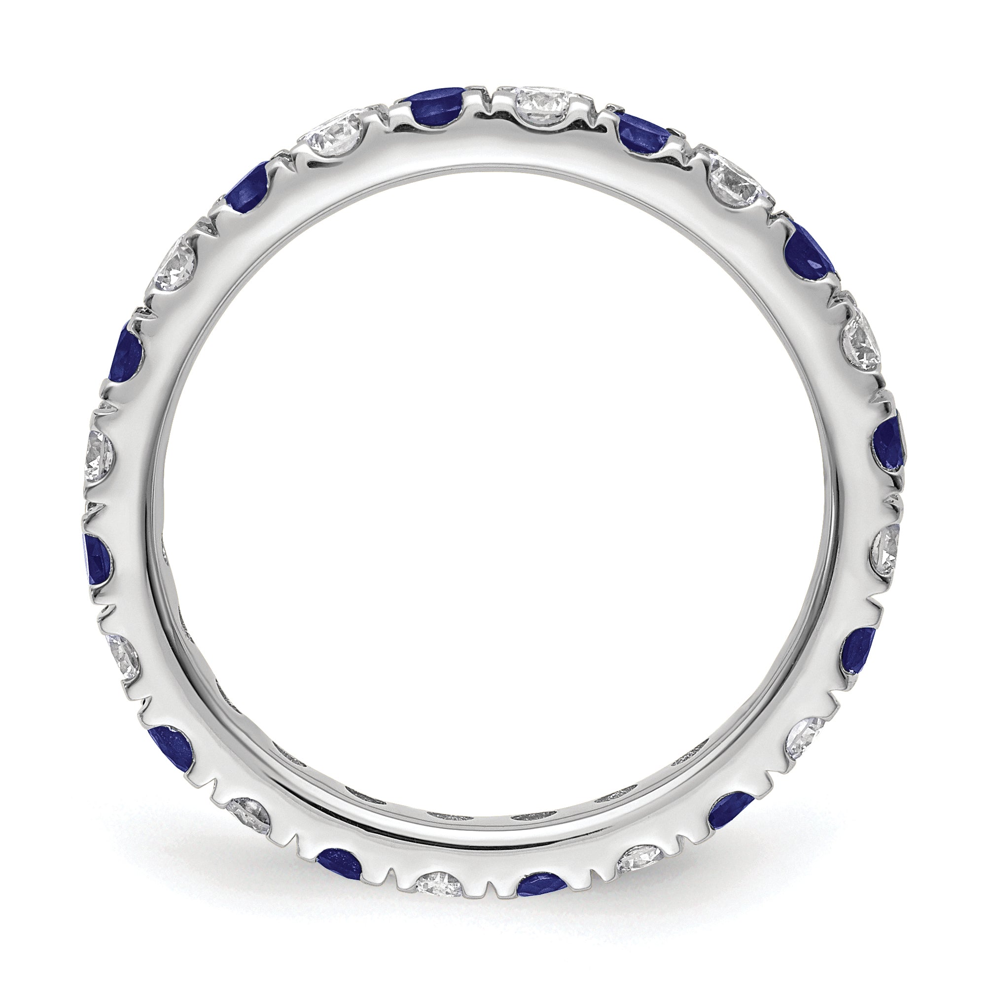 14K White Gold Lab Grown Dia VS/SI GH & Cr Blue Sapp Eternity Ban - 4