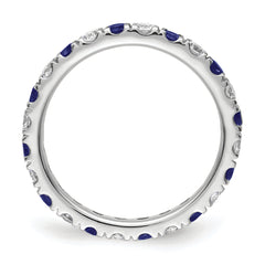 14K White Gold Lab Grown Dia VS/SI GH & Cr Blue Sapp Eternity Ban - 4