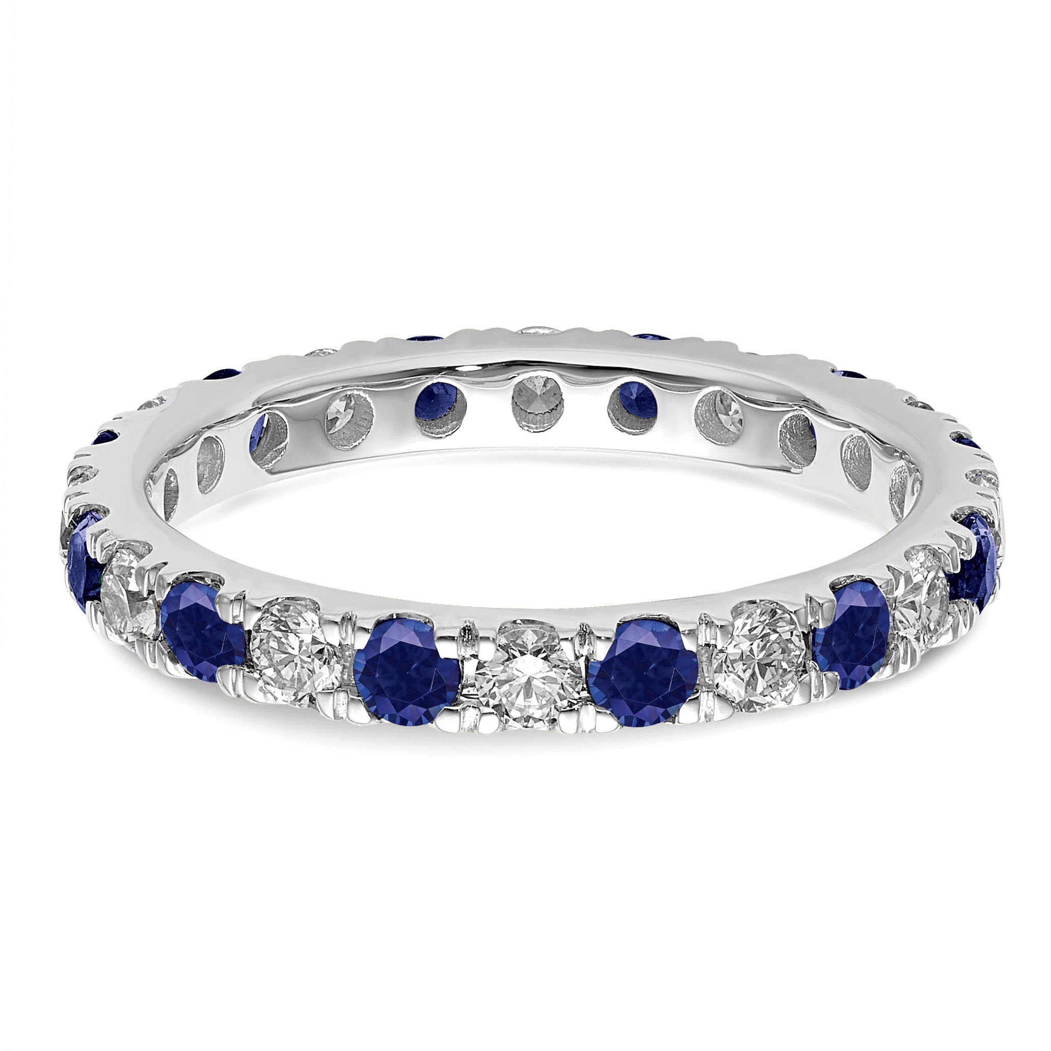 14K White Gold Lab Grown Dia VS/SI GH & Cr Blue Sapp Eternity Ban - 4
