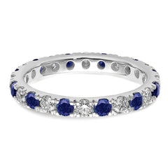 14K White Gold Lab Grown Dia VS/SI GH & Cr Blue Sapp Eternity Ban - 4