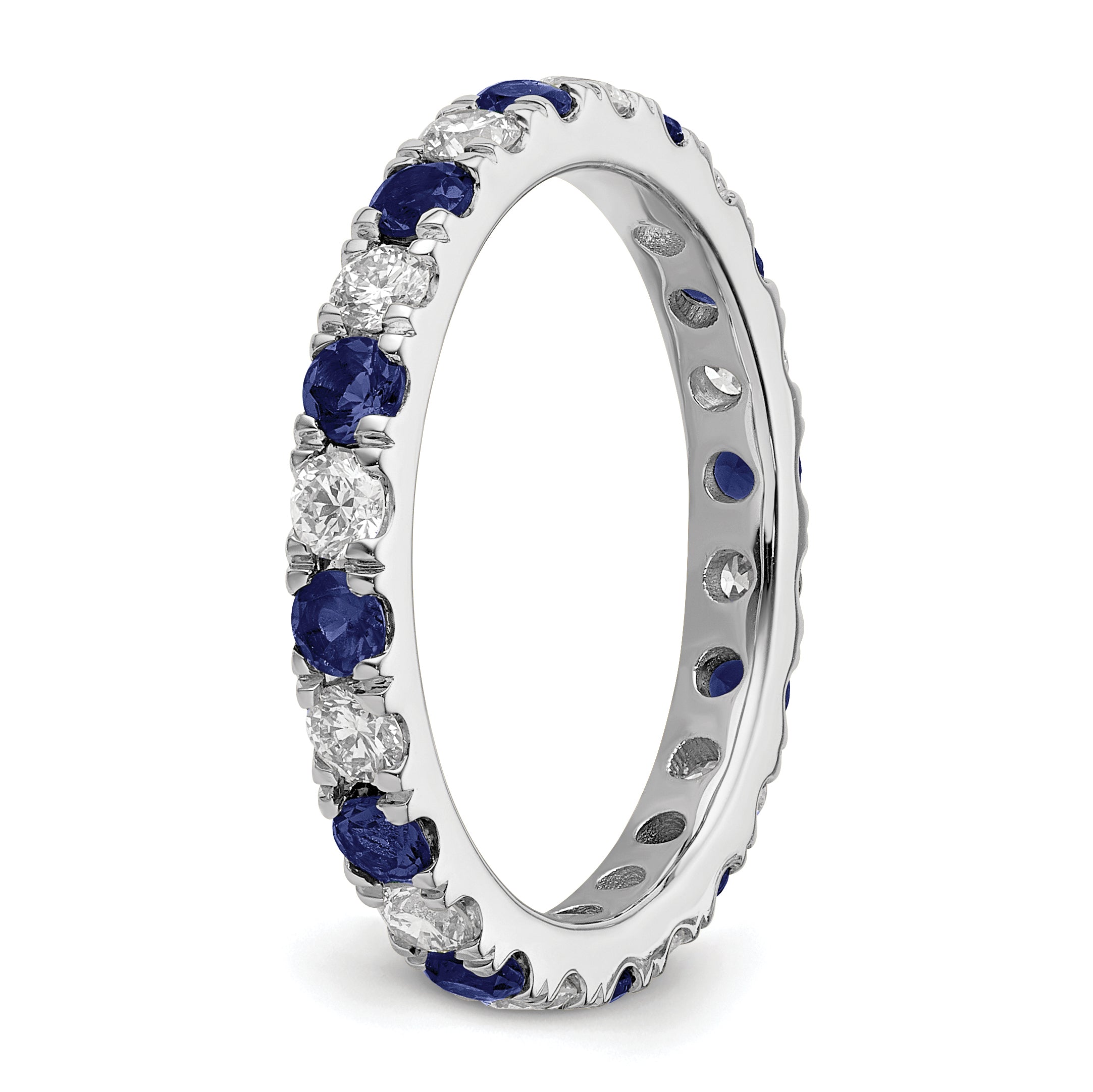 14K White Gold Lab Grown Dia VS/SI GH & Cr Blue Sapp Eternity Ban - 4