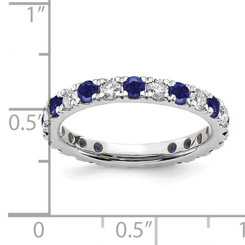 14K White Gold Lab Grown Dia VS/SI GH & Cr Blue Sapp Eternity Ban - 4