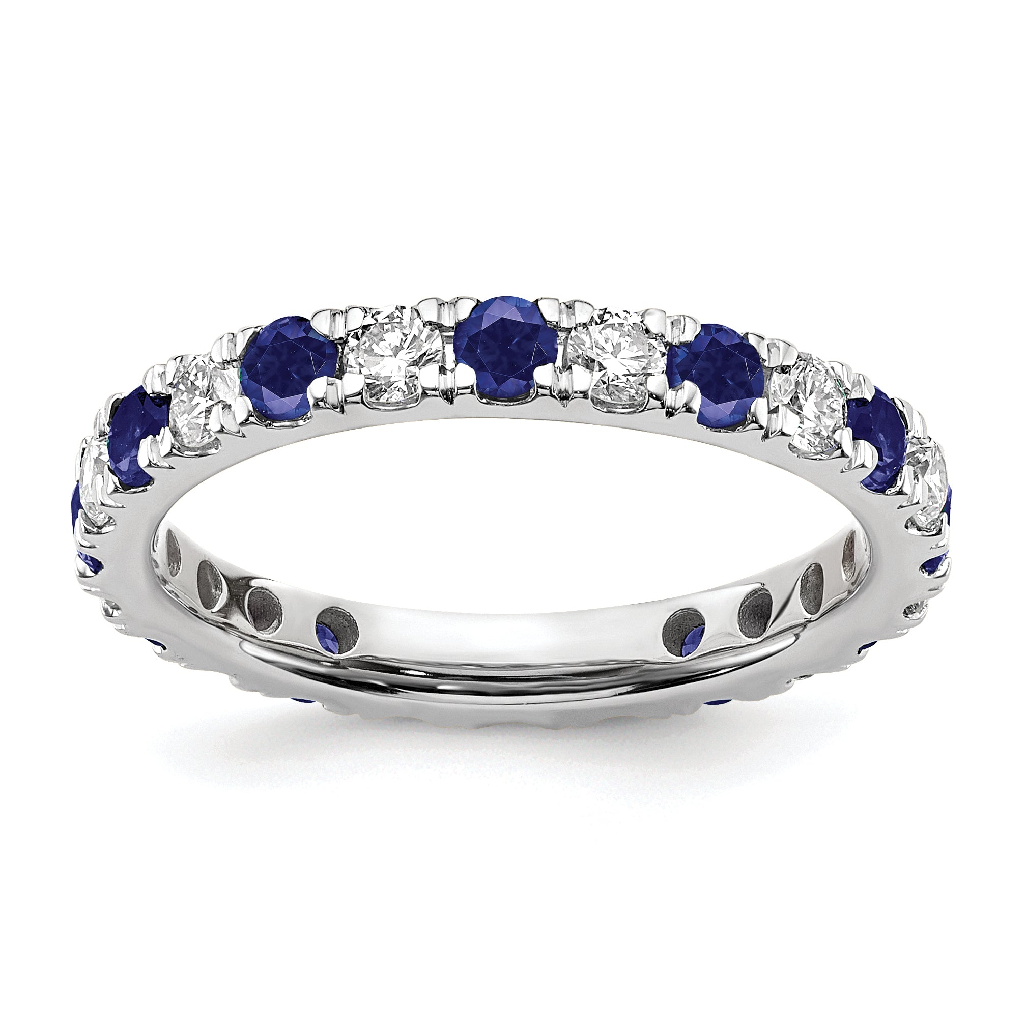 14K White Gold Lab Grown Dia VS/SI GH & Cr Blue Sapp Eternity Ban Main image