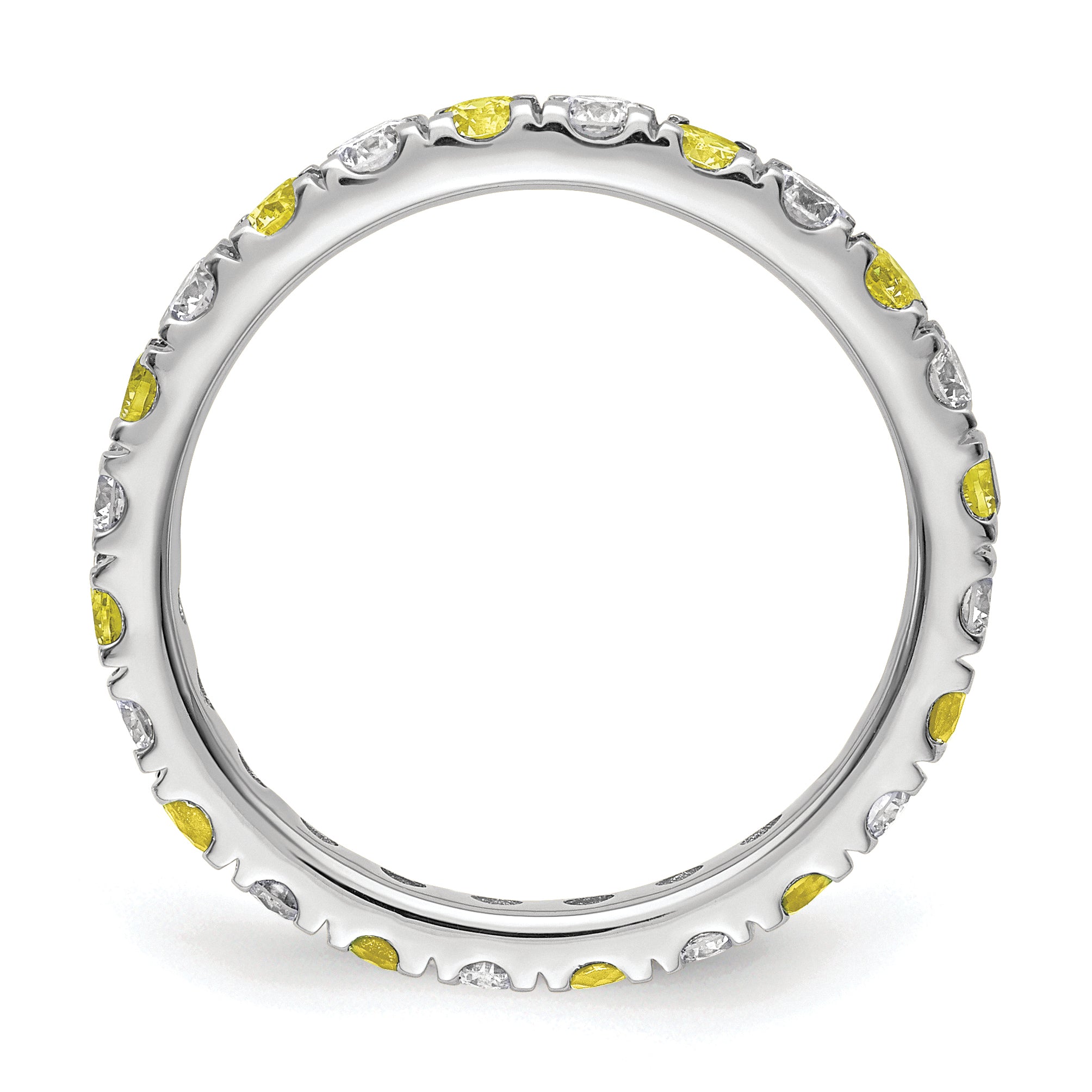 14K White Gold Lab Grown Dia VS/SI GH & Cr Yellow Sapp Eternity B - 4