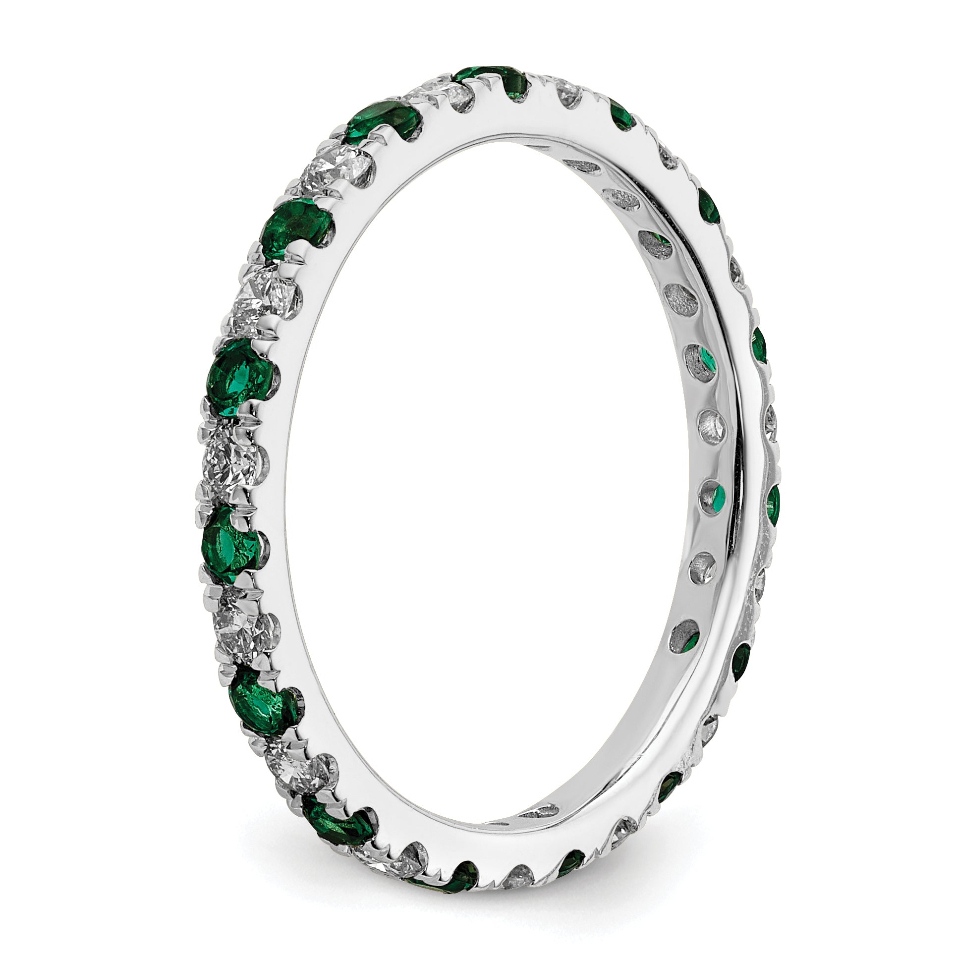 14K White Gold Lab Grown Dia VS/SI GH & Cr Emerald Eternity Band - 4
