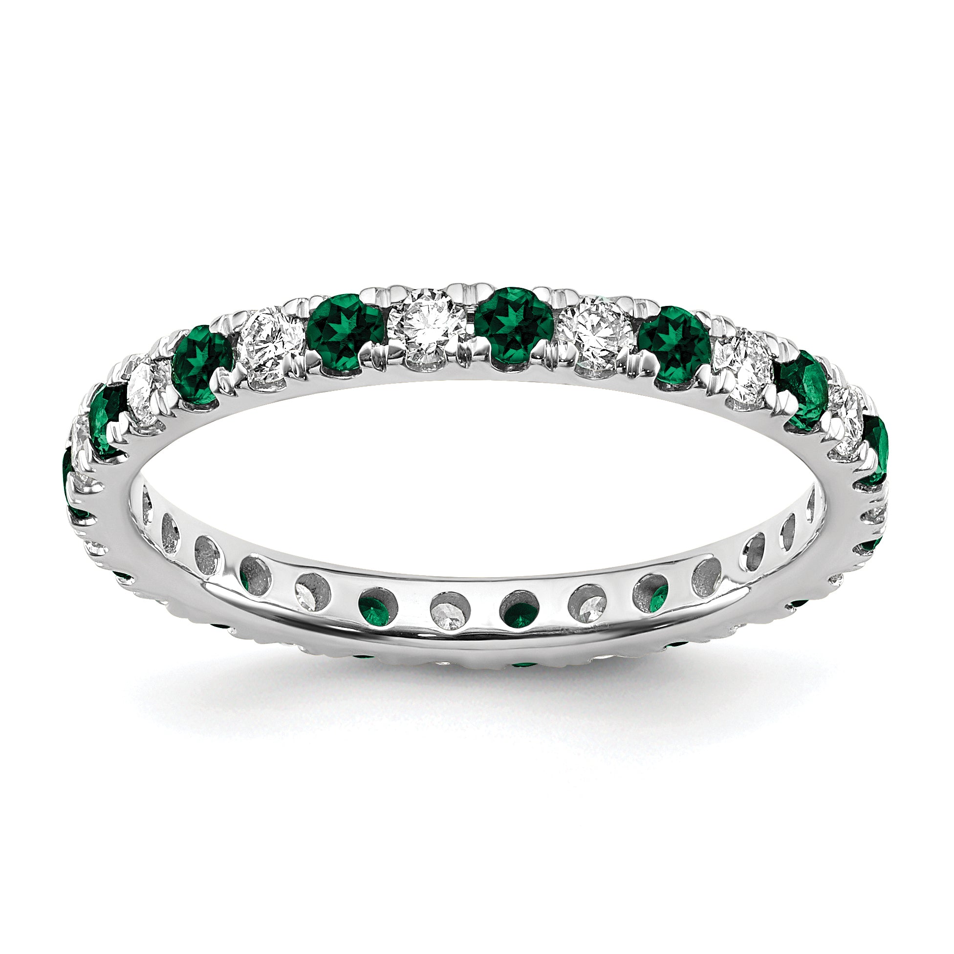 14K White Gold Lab Grown Dia VS/SI GH & Cr Emerald Eternity Band Main image