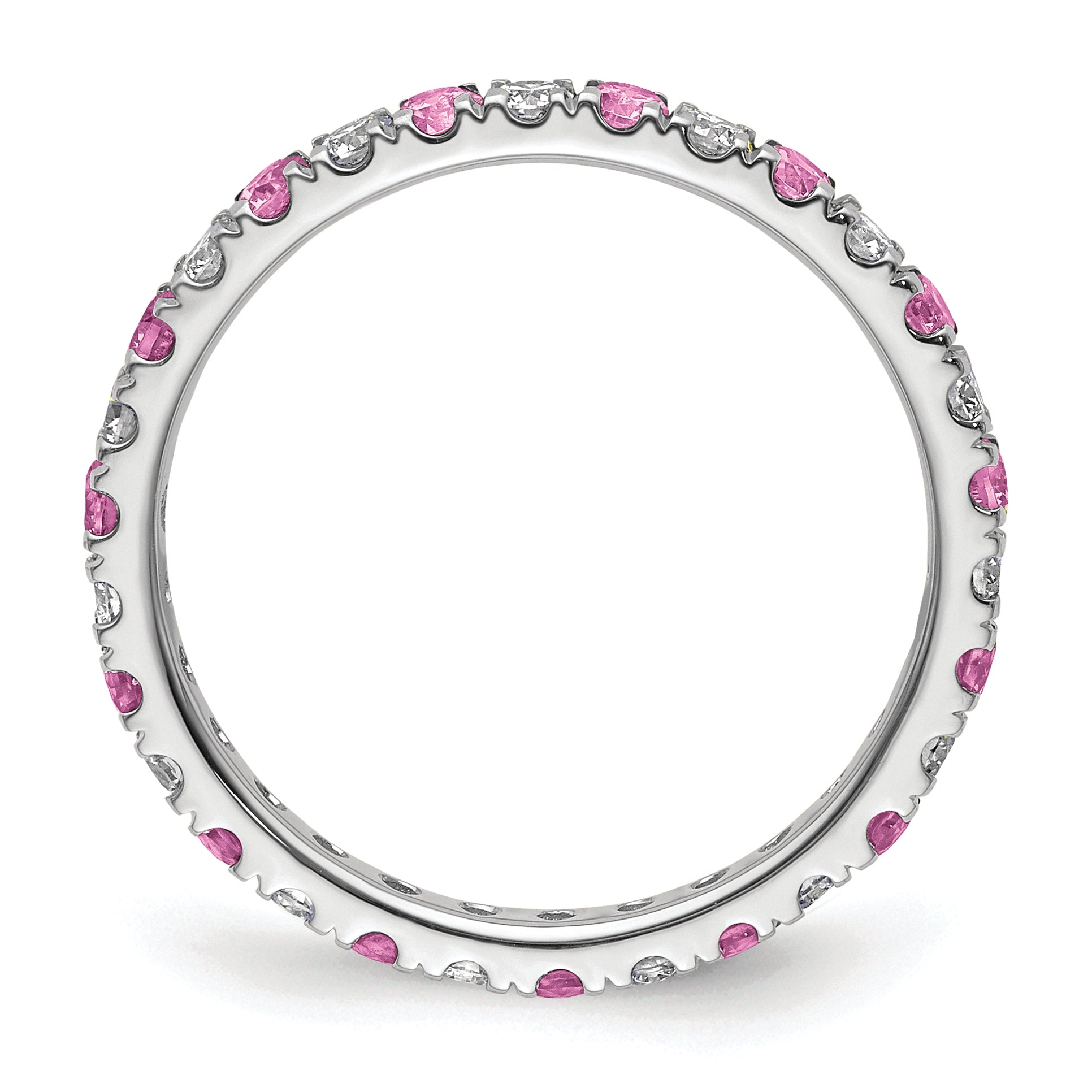 14K White Gold Lab Grown Dia VS/SI GH & Cr Pink Sapp Eternity Ban - 4